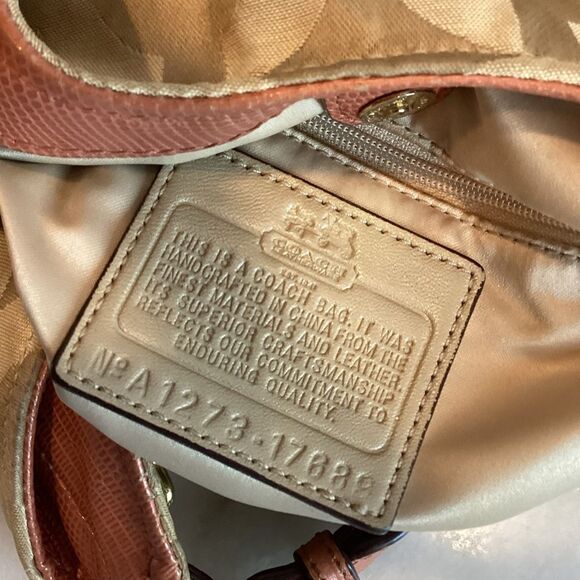 Coach Maggie Madison TanOrange OpArt Classic Hobo - Picture 16 of 16